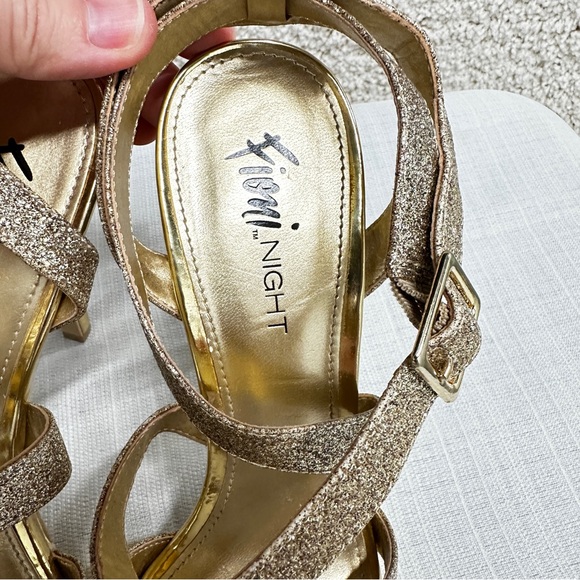Women’s Fioni Night Open Toe Strappy Heels Gold Glitter Size 8 - Picture 12 of 13